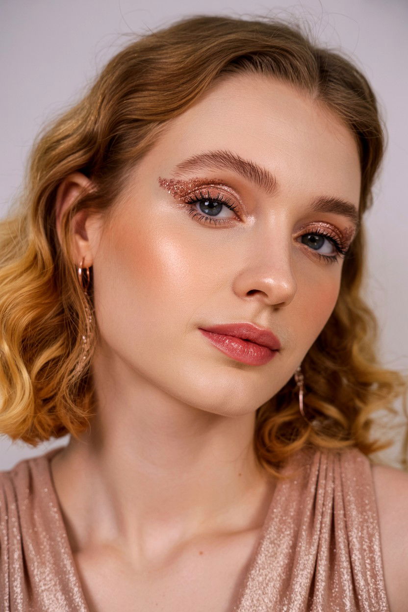 Rose gold glitter liner - 25 Valentine's Day Eyeliner Ideas