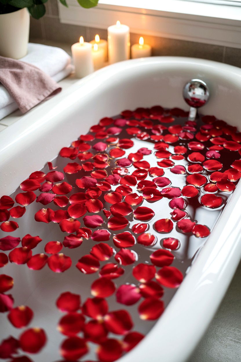 Rose petal bath soak - 25 Valentine's Day Spa Day Ideas