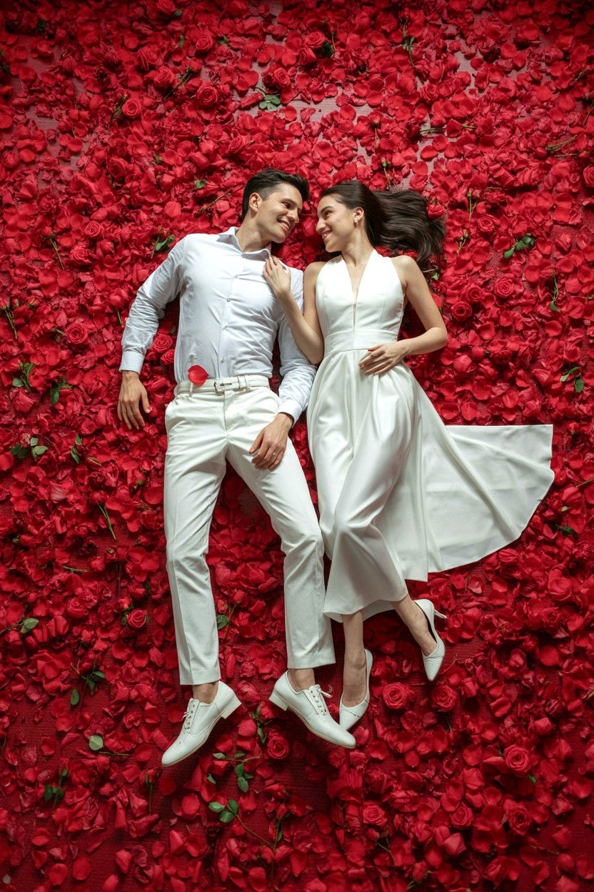 Rose petal floor - 25 Valentine's Day Portrait Ideas