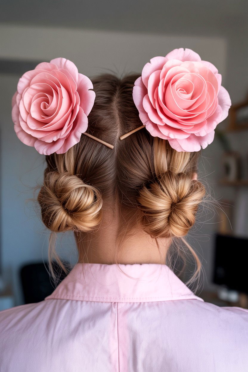 Rose shaped space buns - 25 Valentine's Day Space Buns Ideas