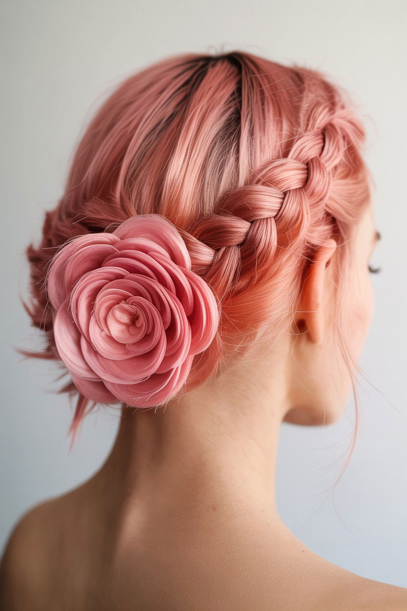 Rosette Braided Updo - 25 Valentine's Day Updo Ideas