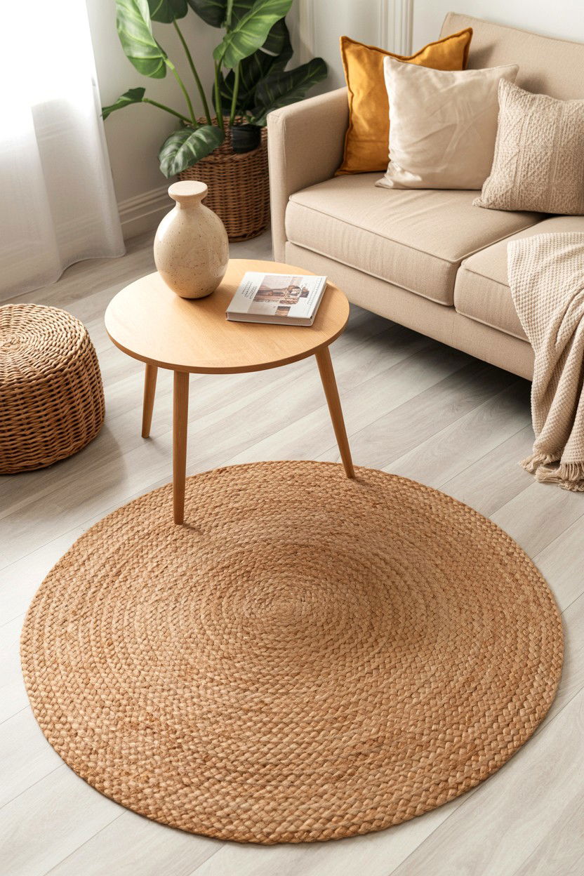 Round Jute Rug - 25 Boho Valentine's Day Decor Ideas