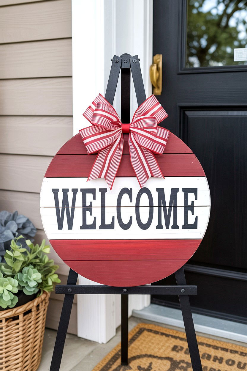 Round Wooden Porch Sign - 25 Valentine's Day Porch Sign Ideas