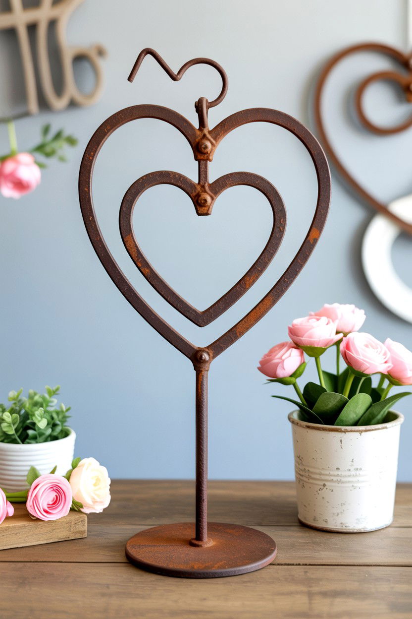 Rustic Iron Heart Spinner - 25 Valentine's Day Wind Spinner Ideas
