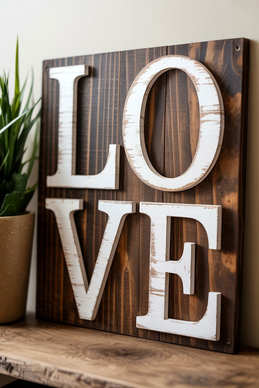 Rustic Love Sign - 25 Valentine's Day Tiered Tray Sign Ideas