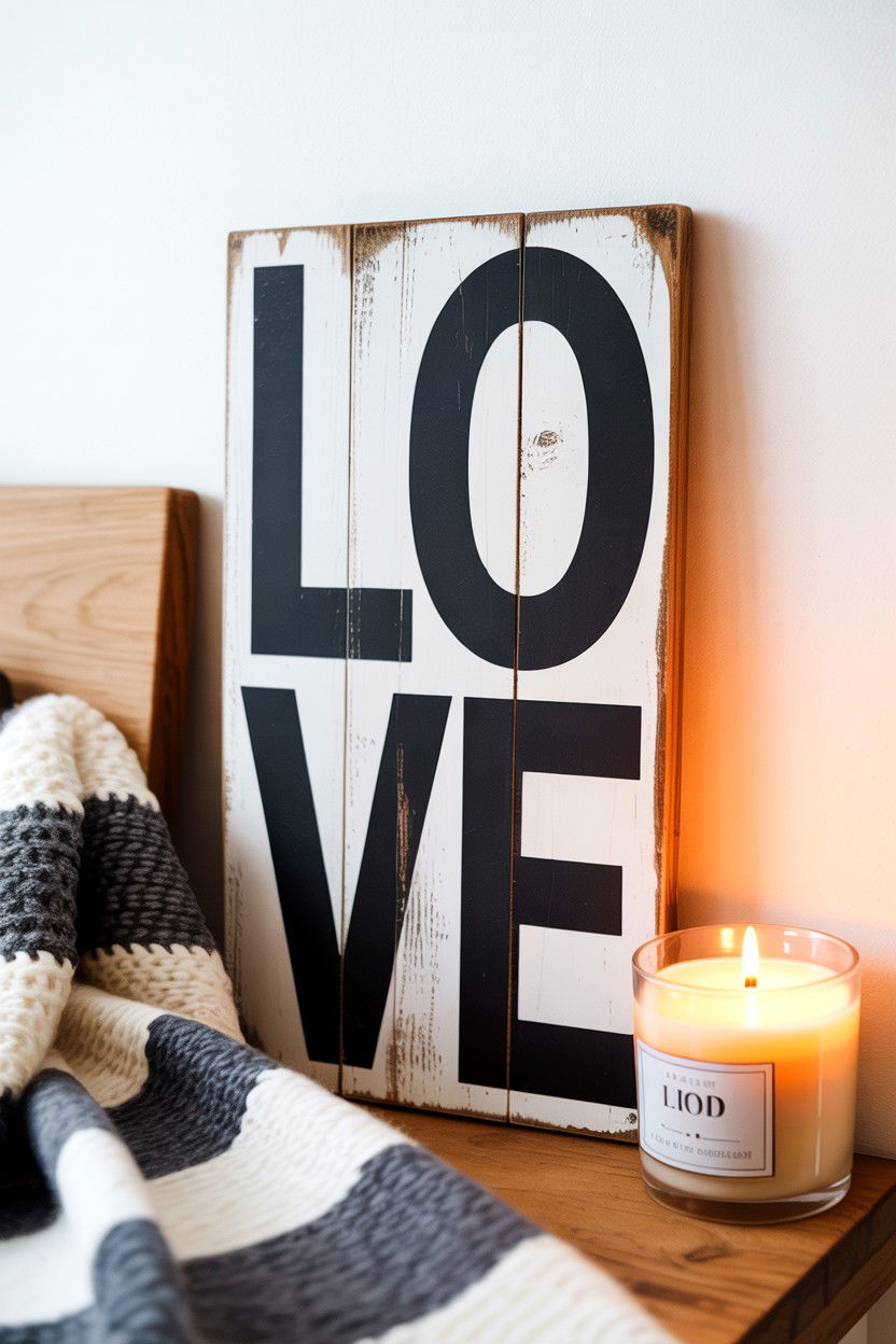 Rustic Love Wood Sign - 25 Valentine's Day Sign Ideas