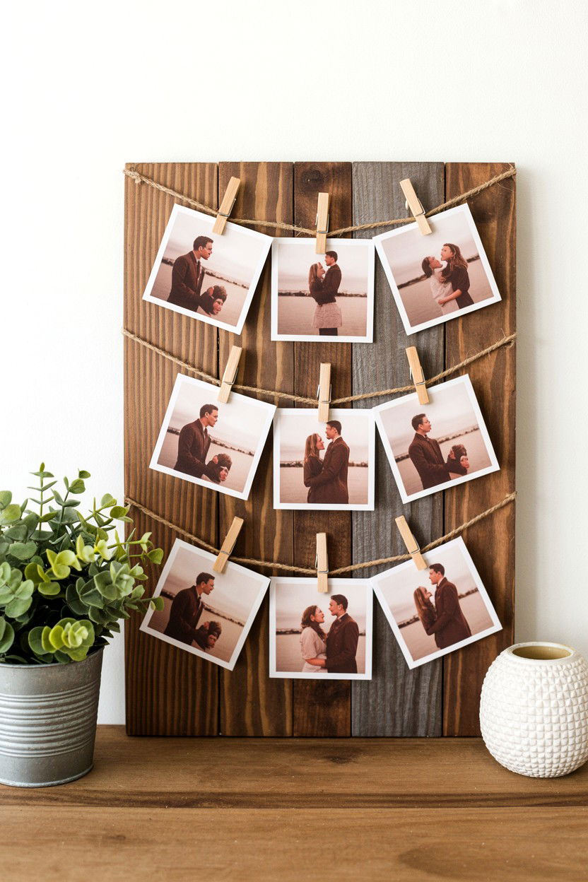 Rustic Photo Display - 25 Rustic Valentine's Day Decorations