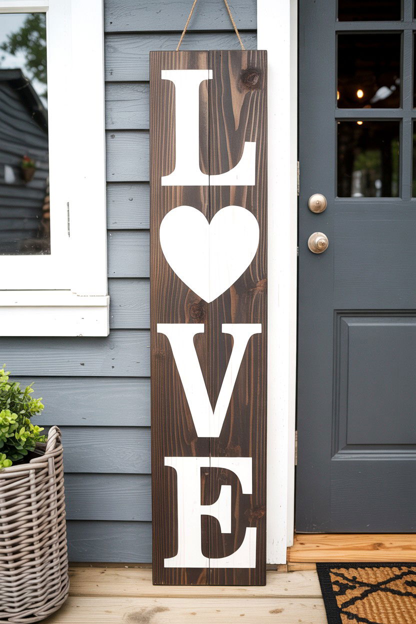 Rustic Porch Leaner - 25 Rustic Valentine's Day Sign Ideas