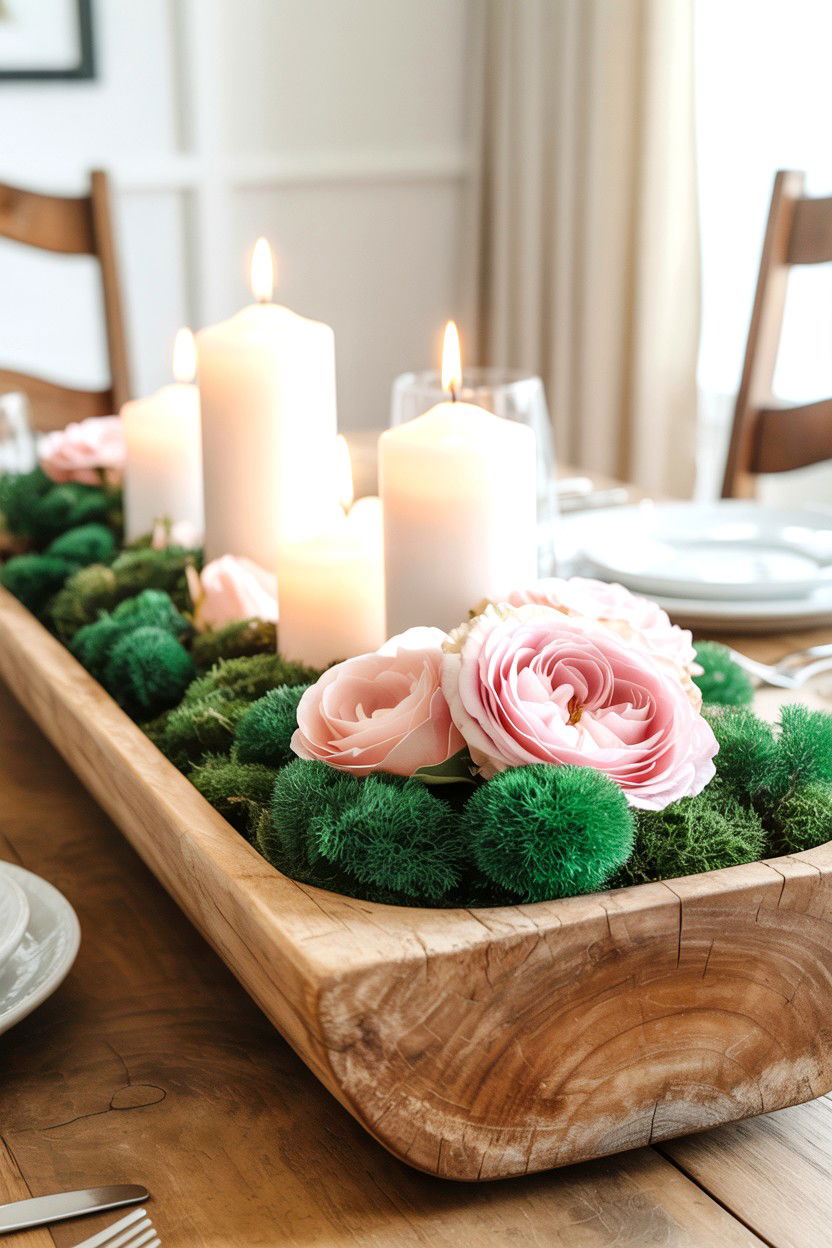Rustic Wood Dough Bowl - 25 Farmhouse Valentine's Day Table Ideas
