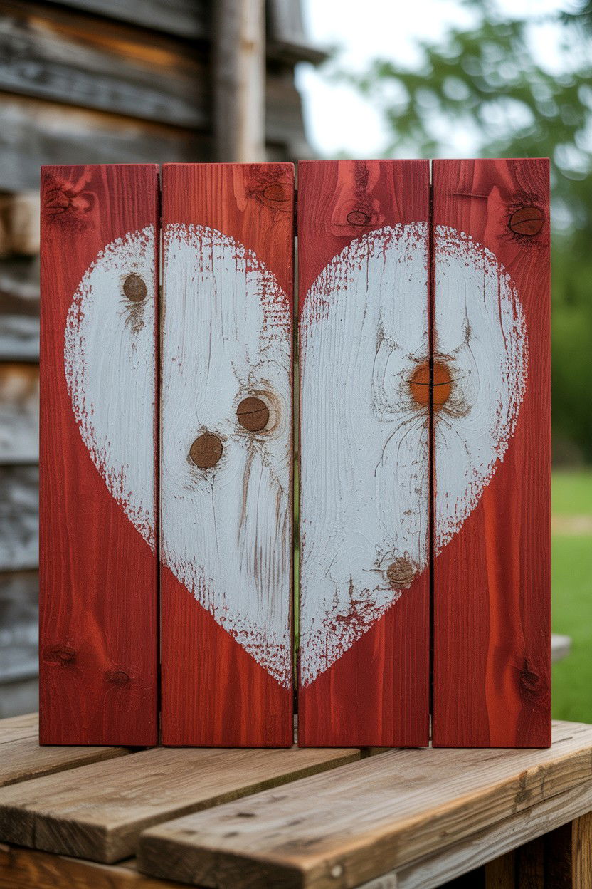 Rustic Wood Heart - 25 Valentine's Day Love Sign Ideas