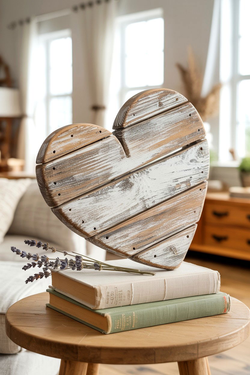 Rustic Wood Heart - 25 Farmhouse Valentine's Day Decor Ideas