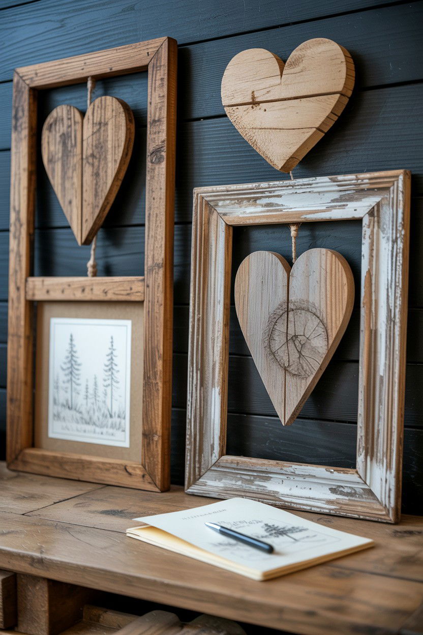 Rustic Wood Hearts - 25 Valentine's Day Gallery Wall Ideas