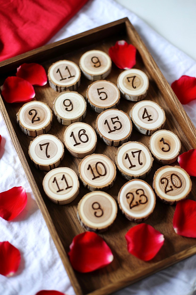 Rustic Wood Slice Valentine Calendar - 25 Valentine's Day Countdown Calendar Ideas