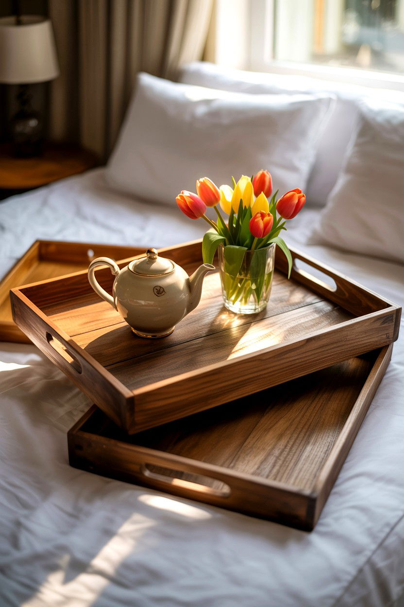 Rustic Wooden Serving Trays - 25 Cottagecore Valentine's Day Decor Ideas