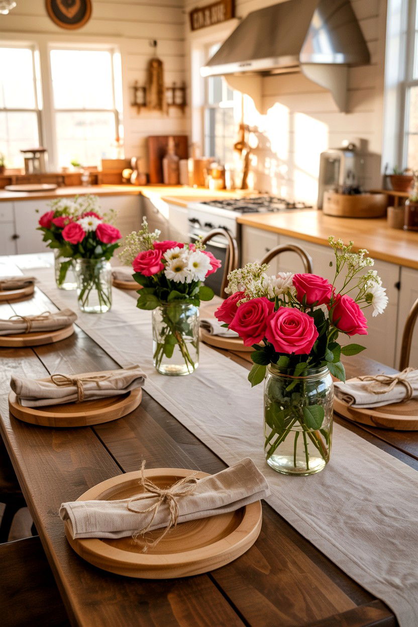 Rustic farmhouse Valentine table - 25 Elegant Valentine's Day Table Ideas