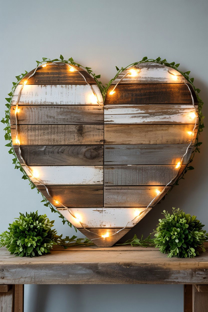 Rustic wood heart - 25 Valentine's Day Photo Backdrop Ideas