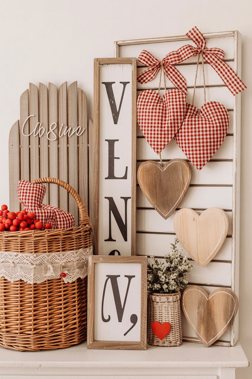 Rustic wood valentine decor - 25 Valentine's Day Kitchen Tiered Tray Ideas