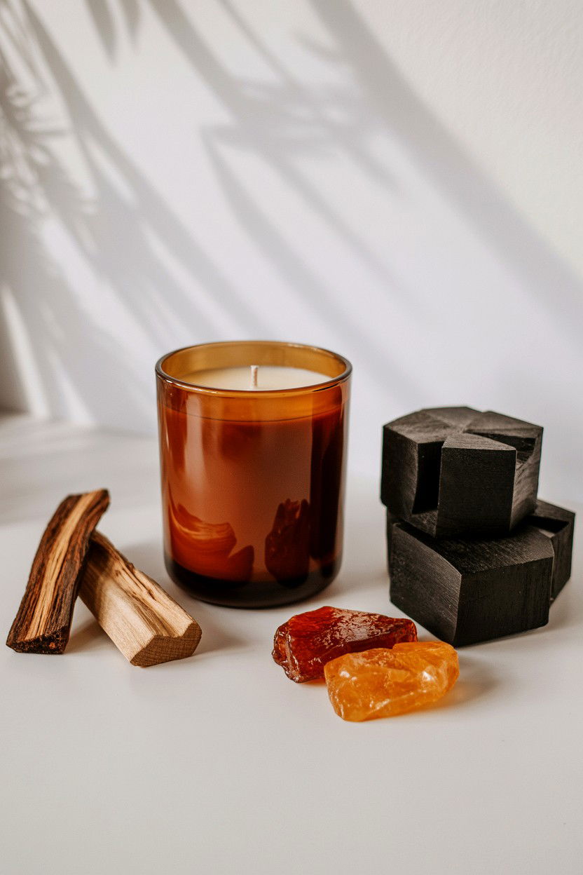 Sandalwood Amber Woodsy Candle - 25 Valentine's Day Scented Candle Ideas