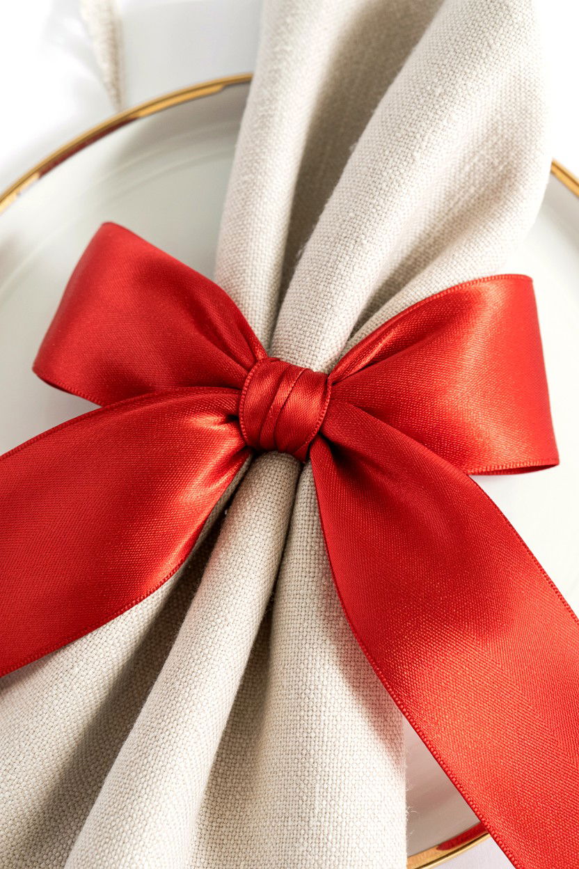 Satin Bow Napkin Ring - 25 Valentine's Day Bow Ideas