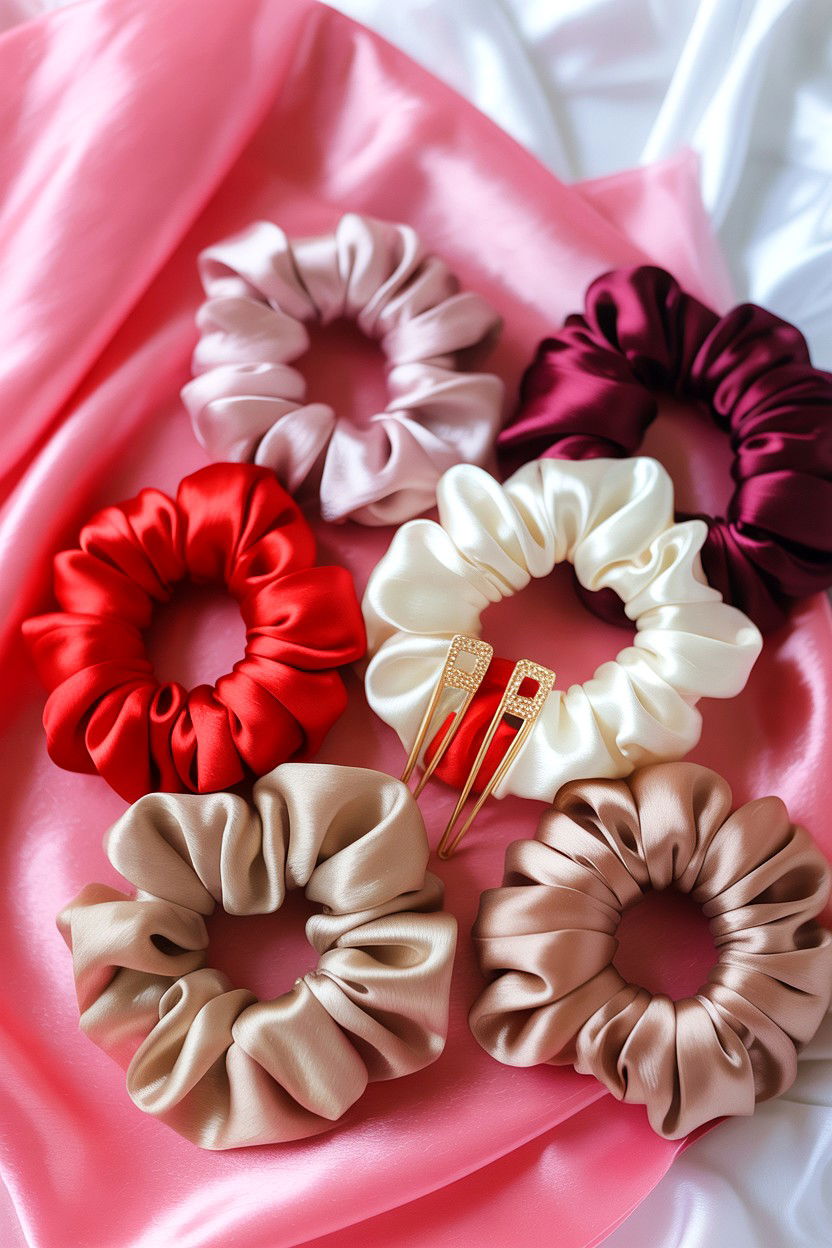 Satin Hair Scrunchies - 25 Valentine's Day Gift Basket Filler Ideas