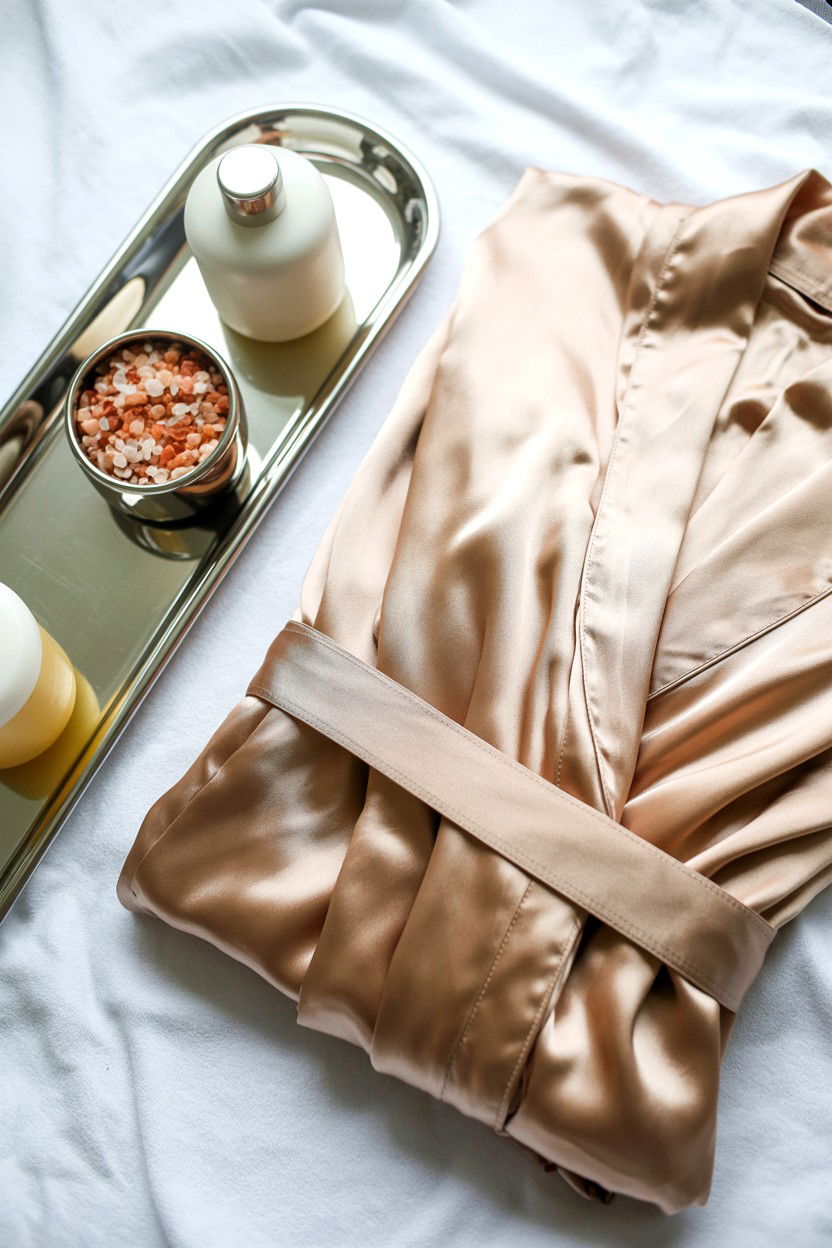 Satin Robe And Bath Kit - 25 Valentine's Day Bath Gift Basket Ideas