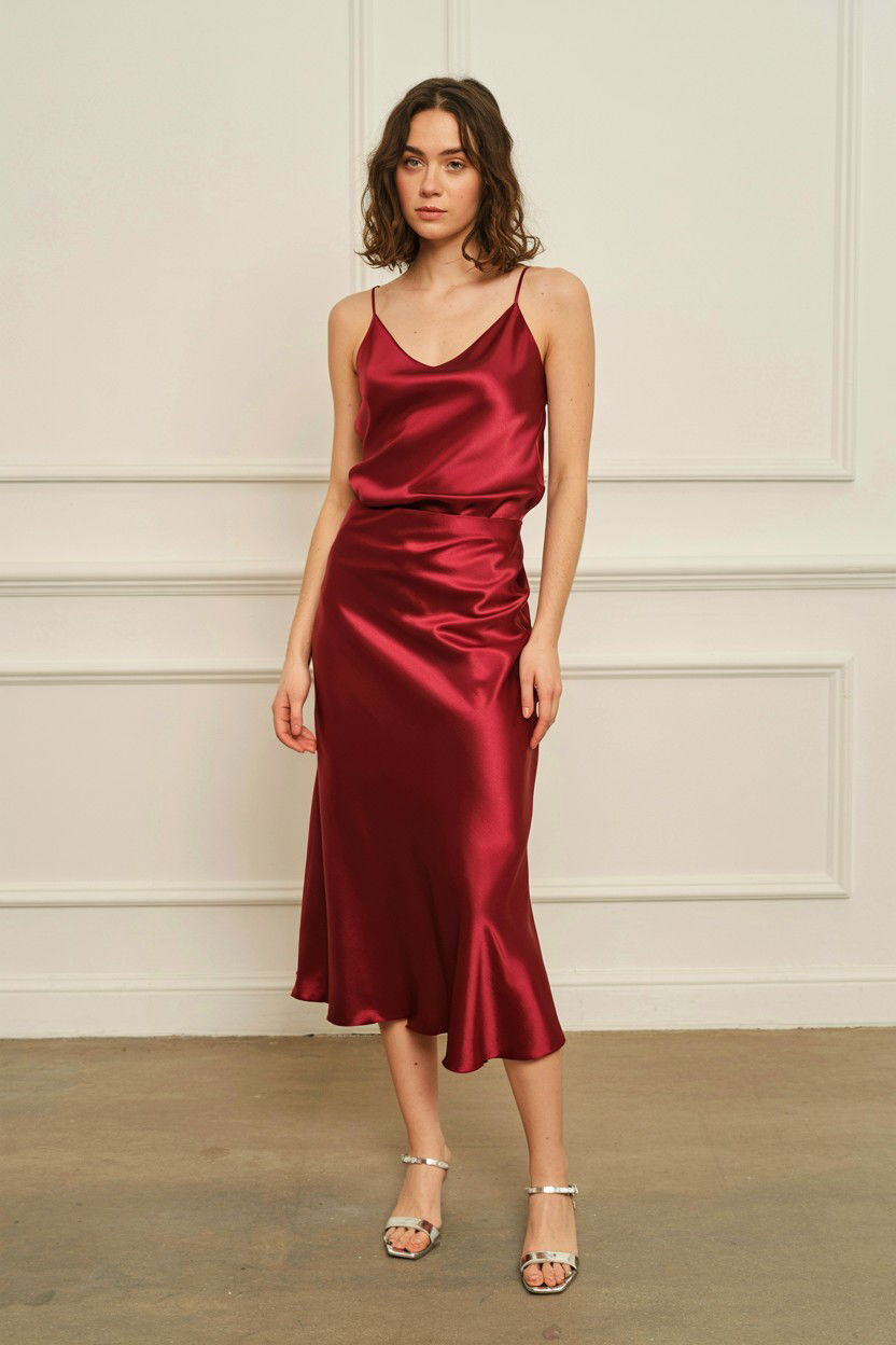 Satin Skirt And Top - 25 Valentine's Day Matching Set Ideas