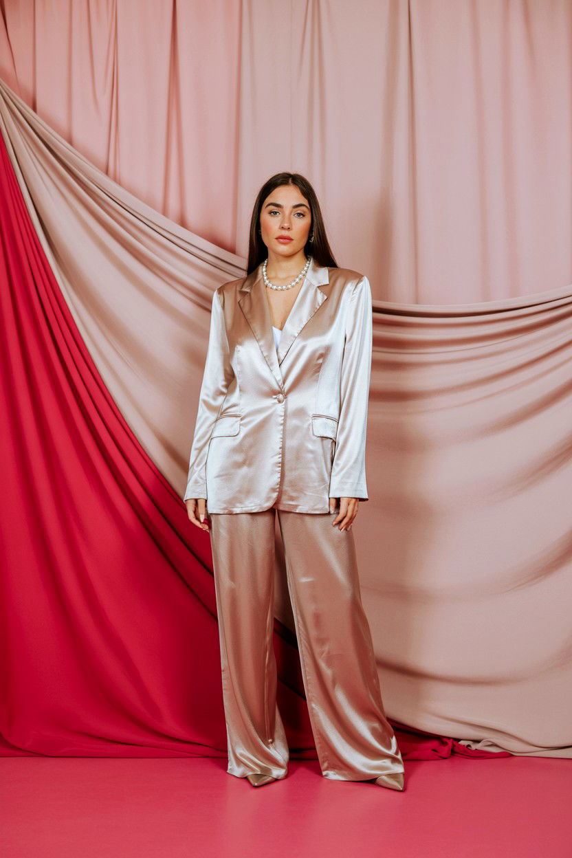 Satin blazer look - 25 Valentine's Day Blazer Outfits