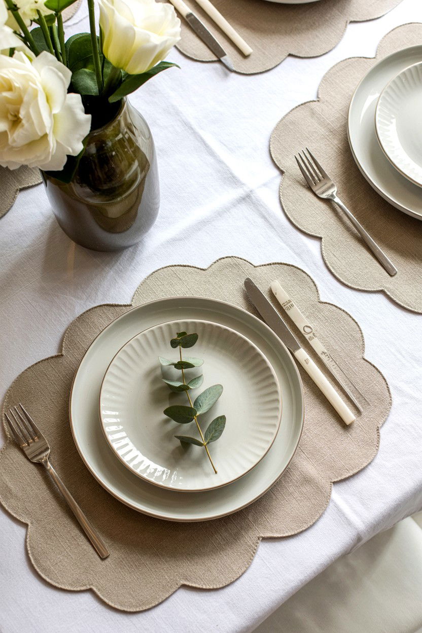 Scallop Edge Placemats - 25 Minimalist Valentine's Day Table Ideas