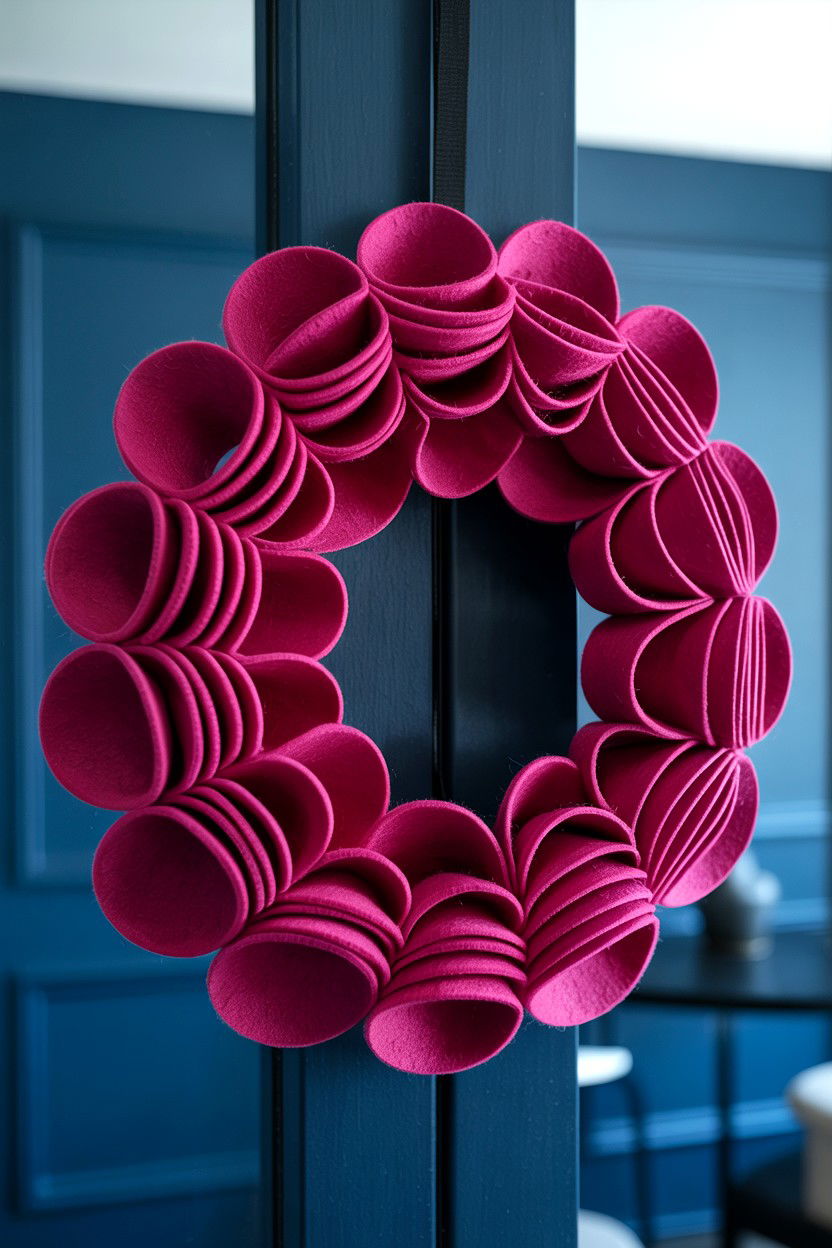 Scalloped Edge Felt Wreath - 25 Felt Valentine's Day Wreath Ideas