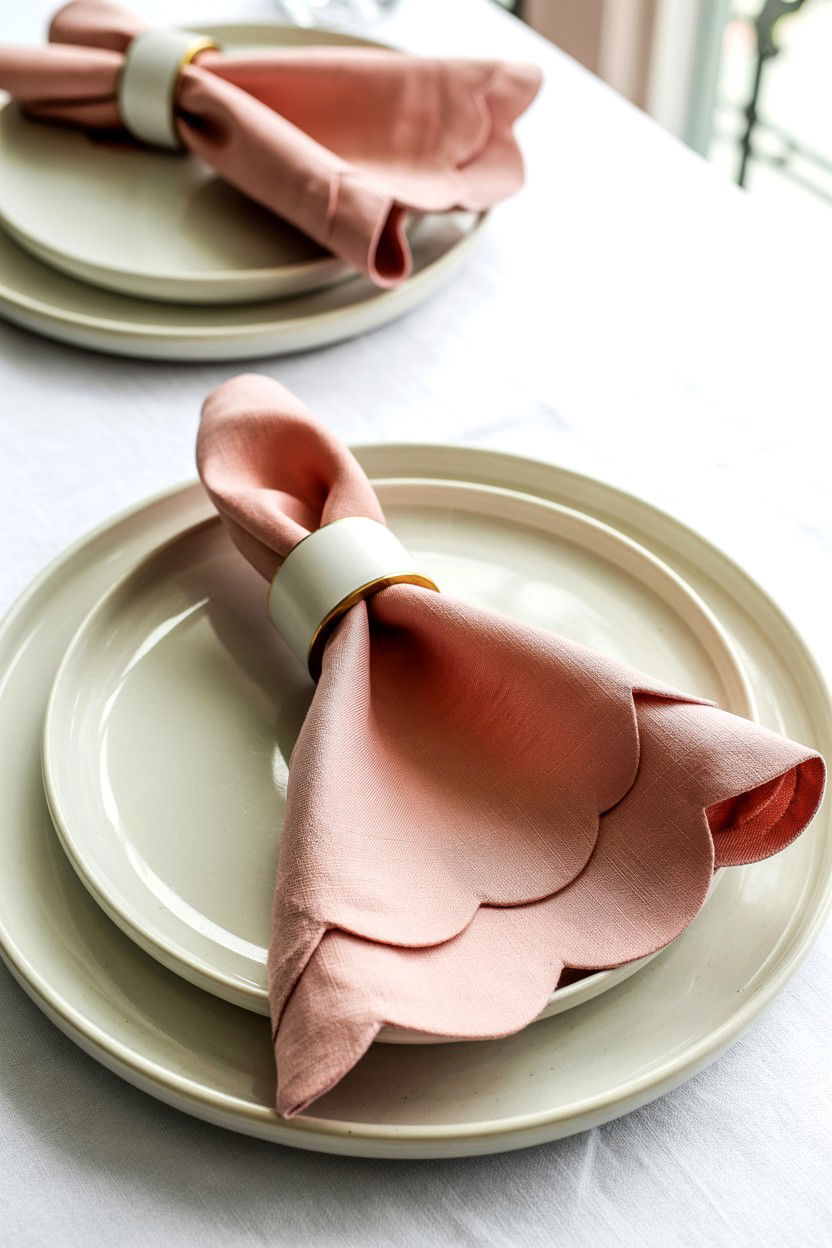 Scalloped Edge Napkins - 25 Modern Valentine's Day Table Ideas