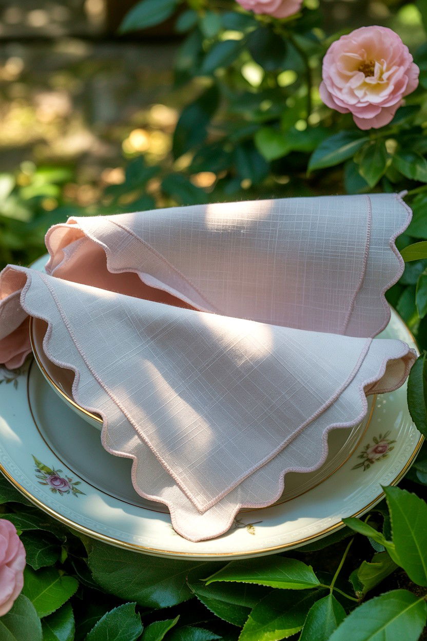 Scalloped Edge Napkins - 25 Cottagecore Valentine's Day Decor Ideas