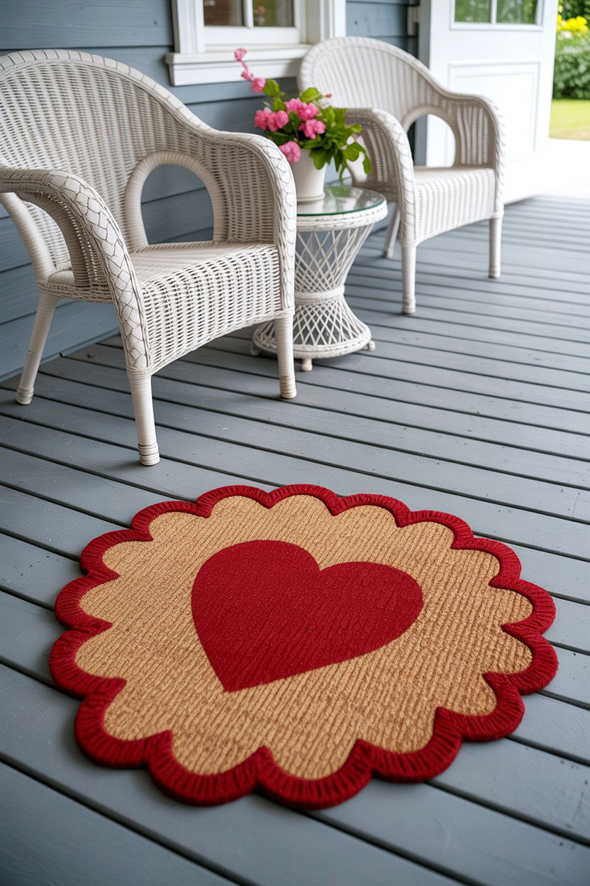 Scalloped Heart Doormat - 25 Valentine's Day Welcome Mat Ideas