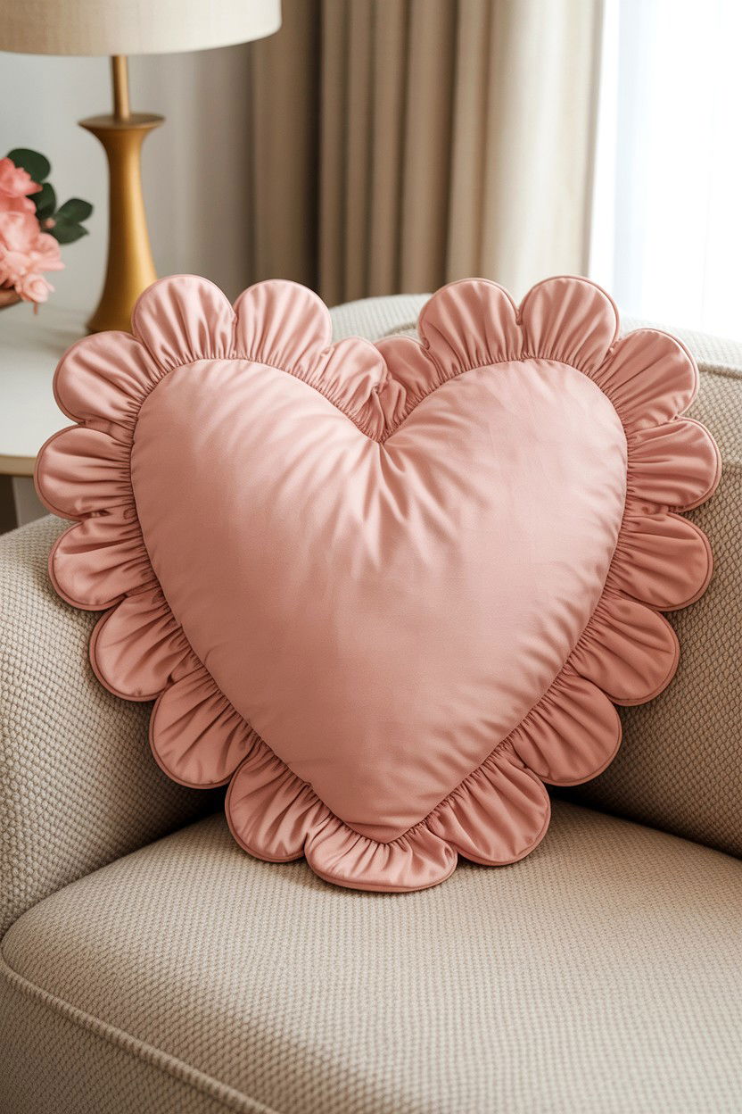 Scalloped Heart Pillow - 25 Valentine's Day Pillow Ideas