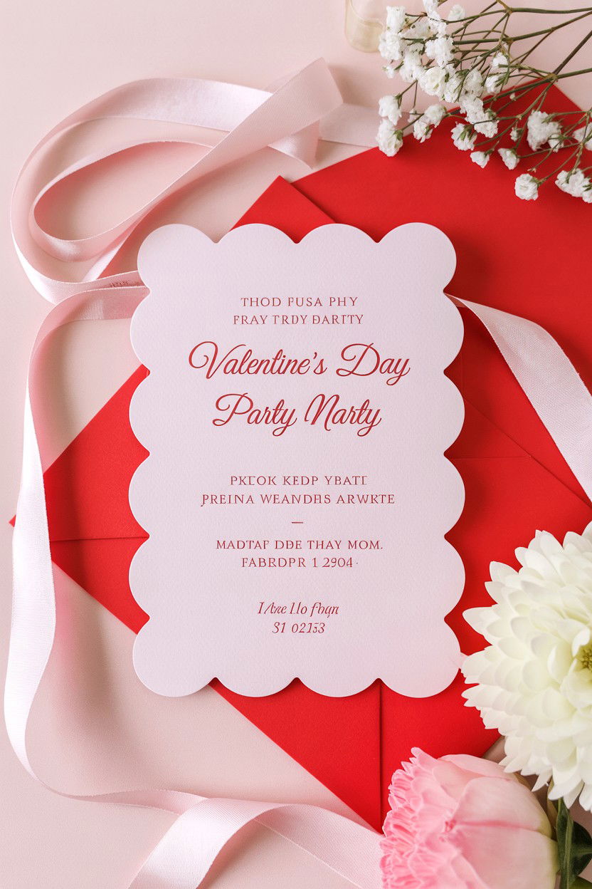 Scalloped invitation - 25 Valentine's Day Party Invitation Ideas