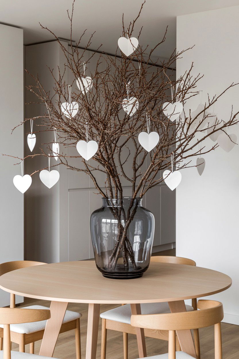 Scandi Style Valentine Tree - 25 Minimalist Valentine's Day Decor Ideas