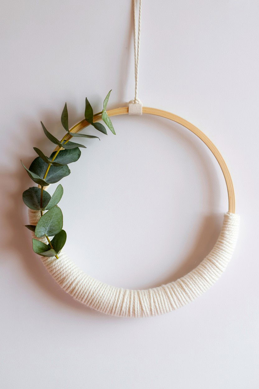 Scandi Style Yarn Wreath - 25 Yarn Valentine's Day Wreath Ideas