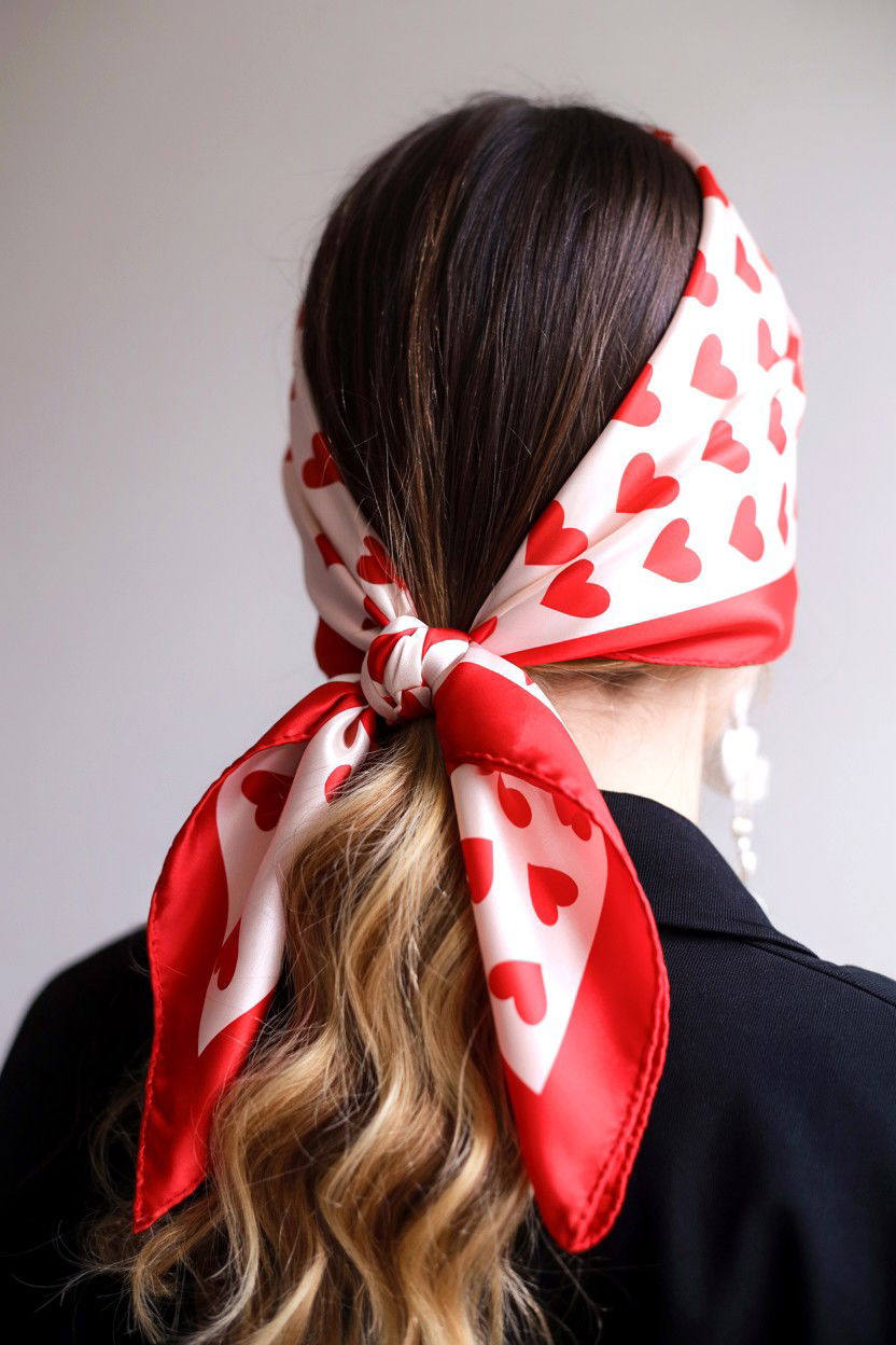Scarf Half Up Style - 25 Valentine's Day Half Up Half Down Hair