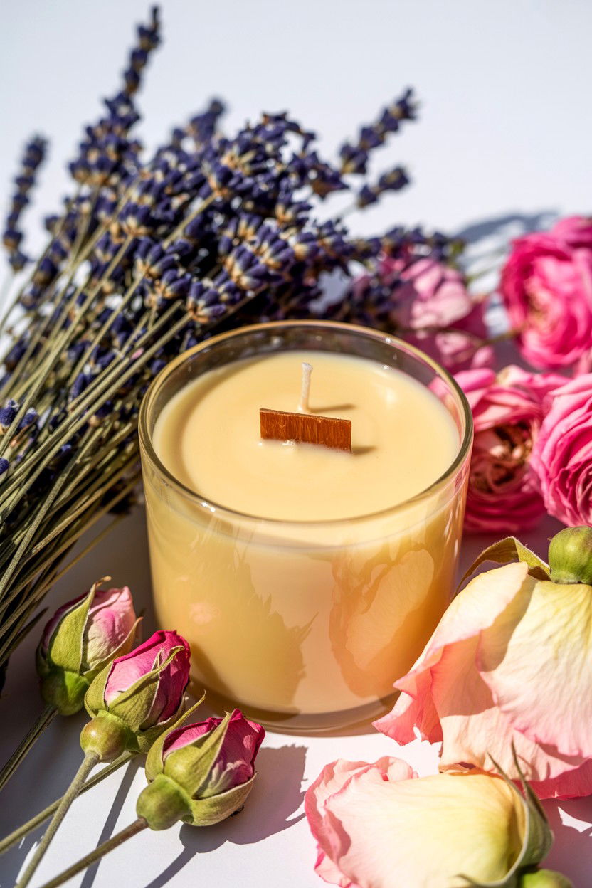 Scented Candles With Dried Flowers - 25 Valentine's Day Candle Centerpiece Ideas