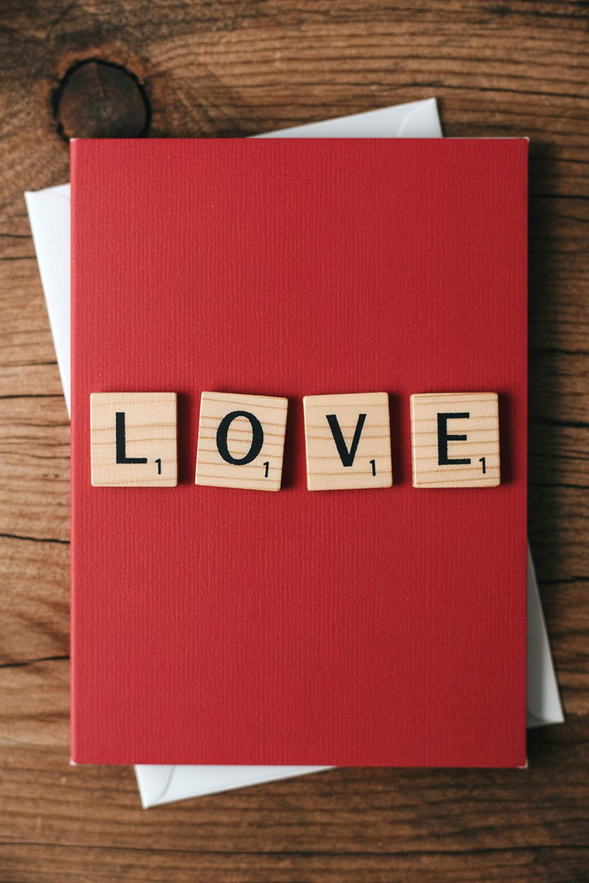 Scrabble Tile Card - 25 Handmade Valentine's Day Cards