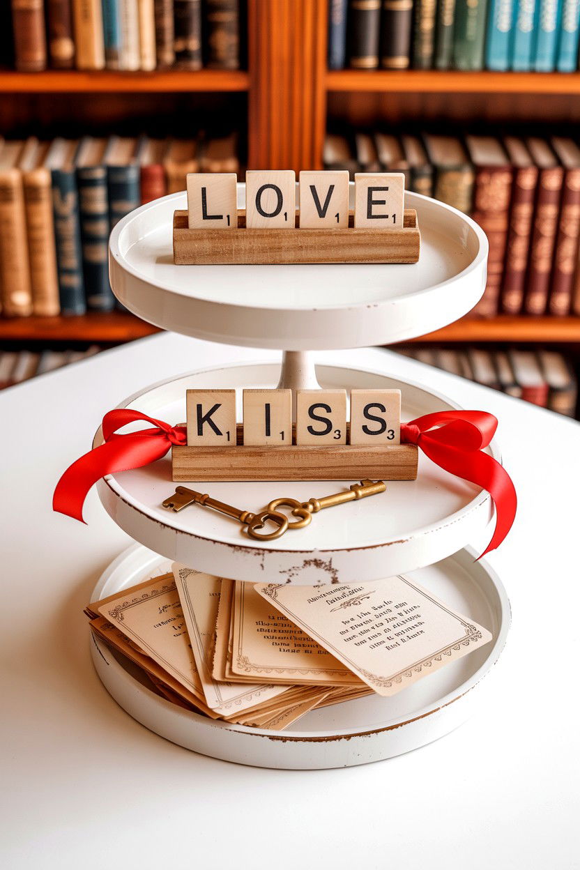Scrabble Tile Decor - 25 Farmhouse Valentine's Day Tiered Tray Ideas
