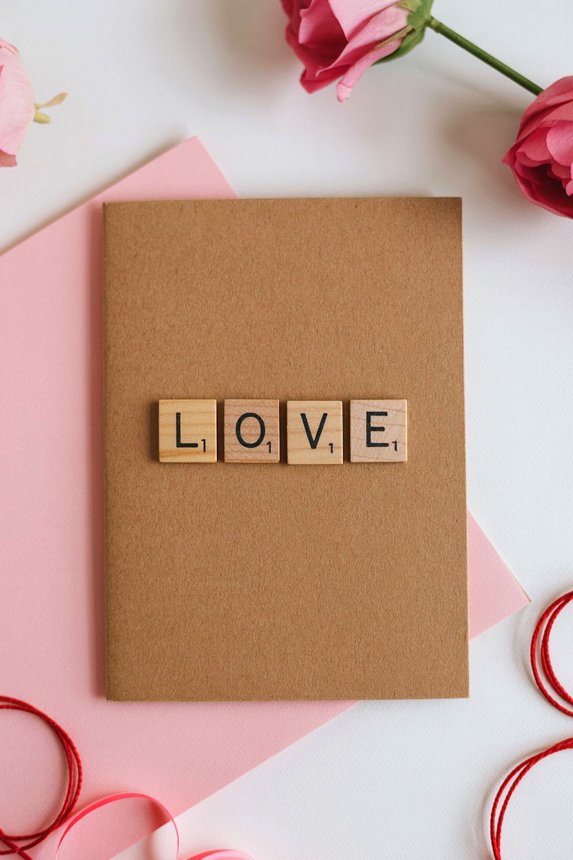 Scrabble Tile Message Card - 25 Romantic Valentine's Day Card Ideas