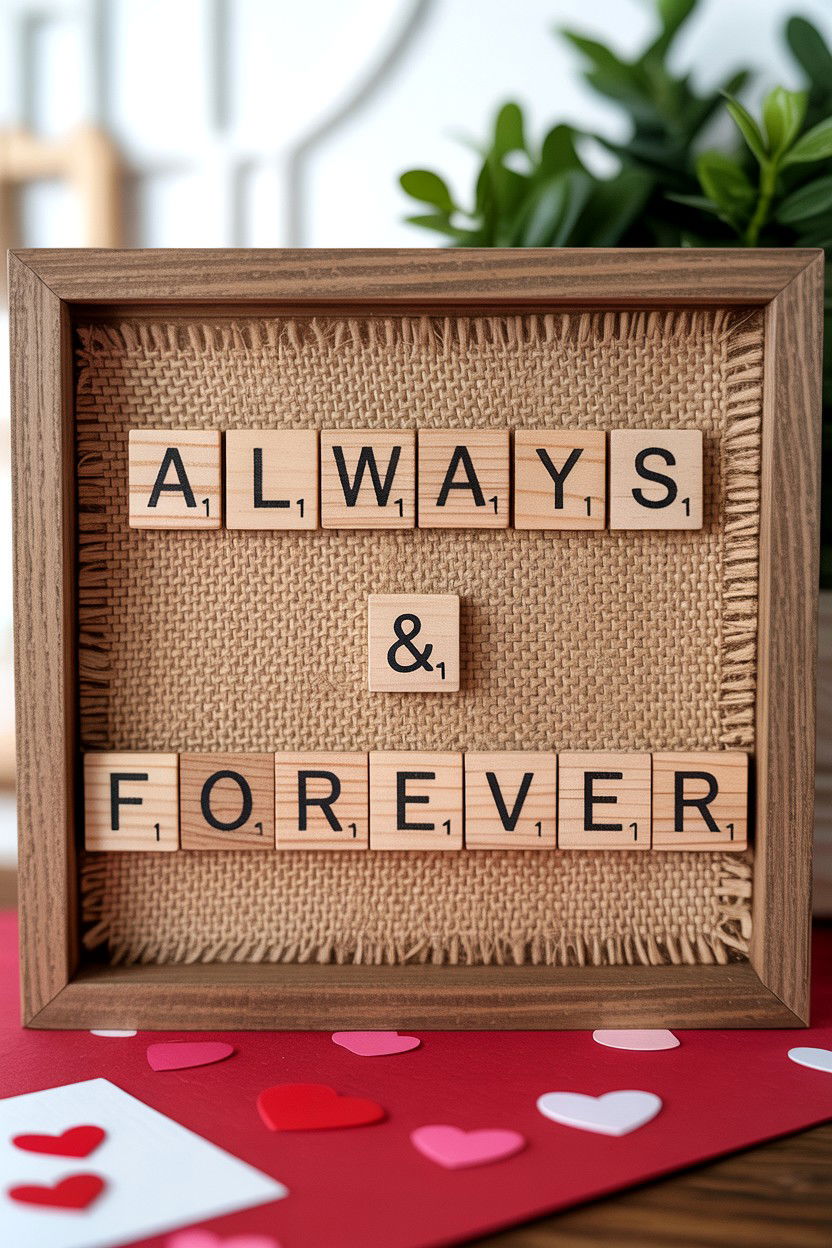 Scrabble Tile Shadow Box - 25 Valentine's Day Shadow Box Ideas