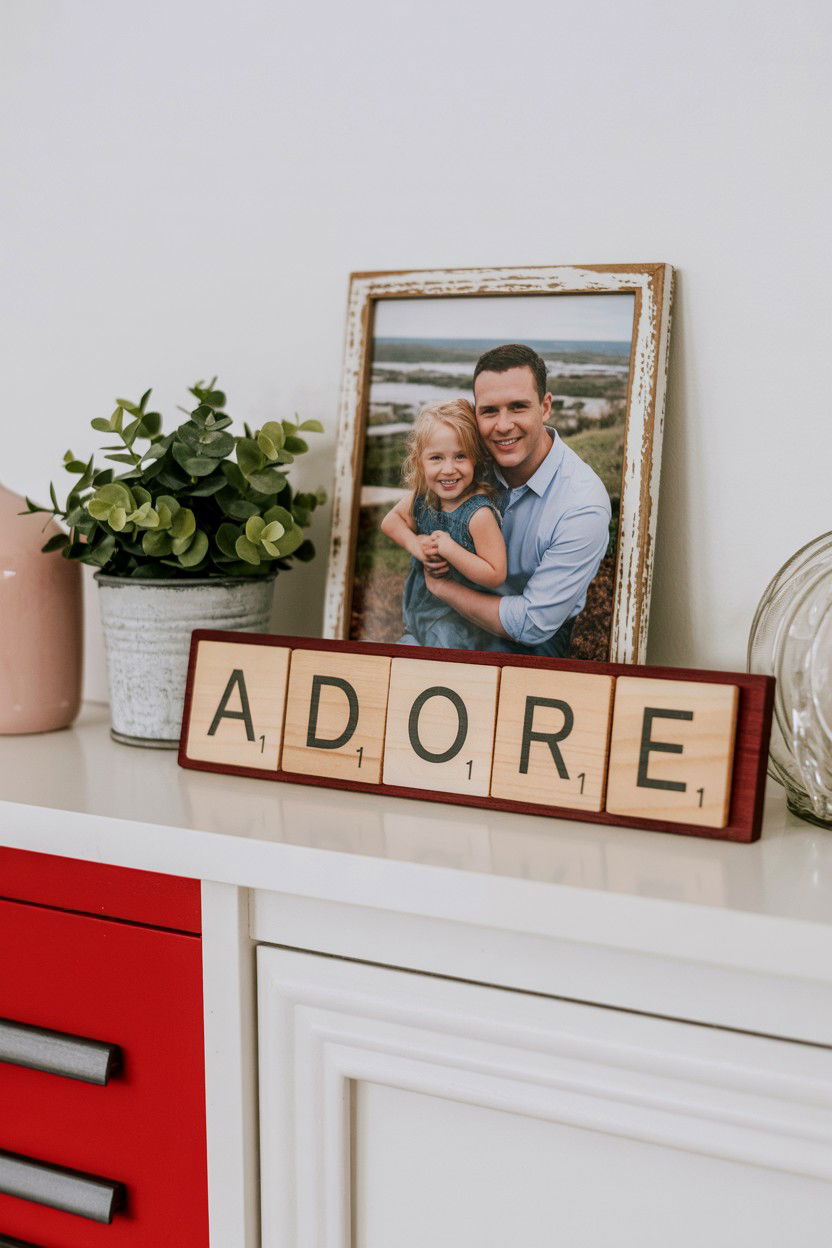 Scrabble Tile Valentine Sign - 25 Valentine's Day Sign Ideas