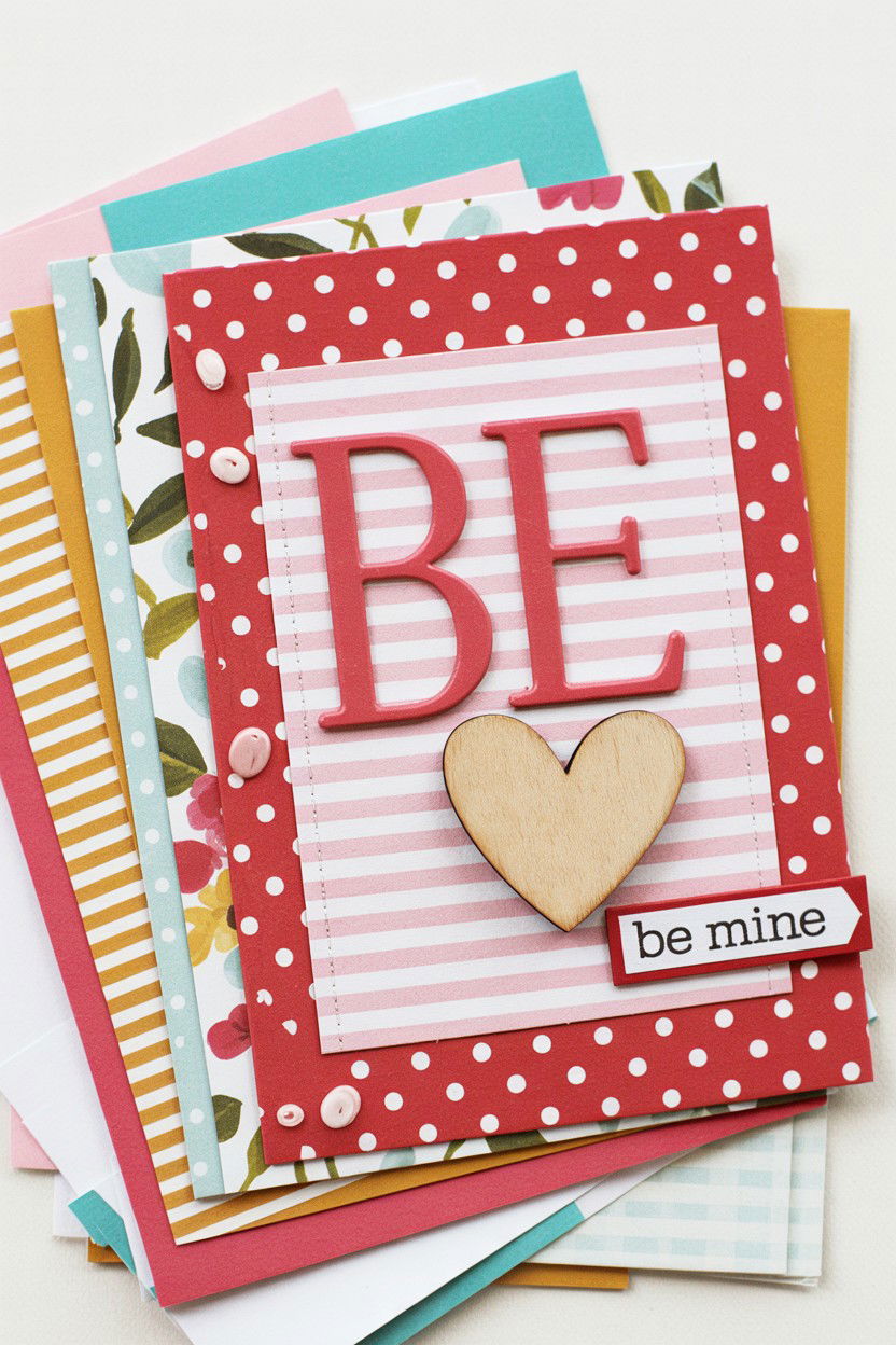 Scrapbook Paper Card - 25 Layered Valentine's Day Card Ideas