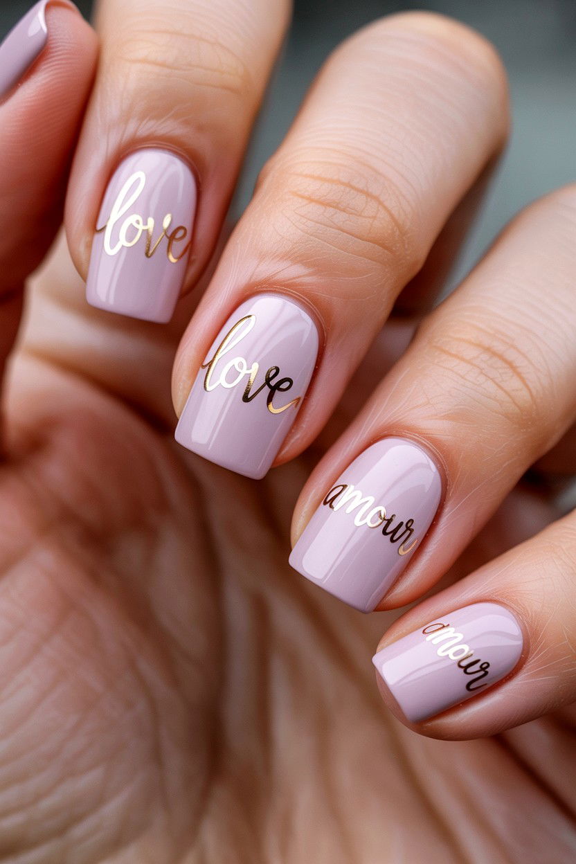 Script Lettering Stickers - 25 Valentine's Day Nail Sticker Ideas