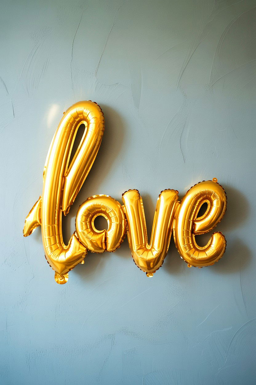 Script Love Gold Balloon - 25 Valentine's Day Gold Balloon Ideas