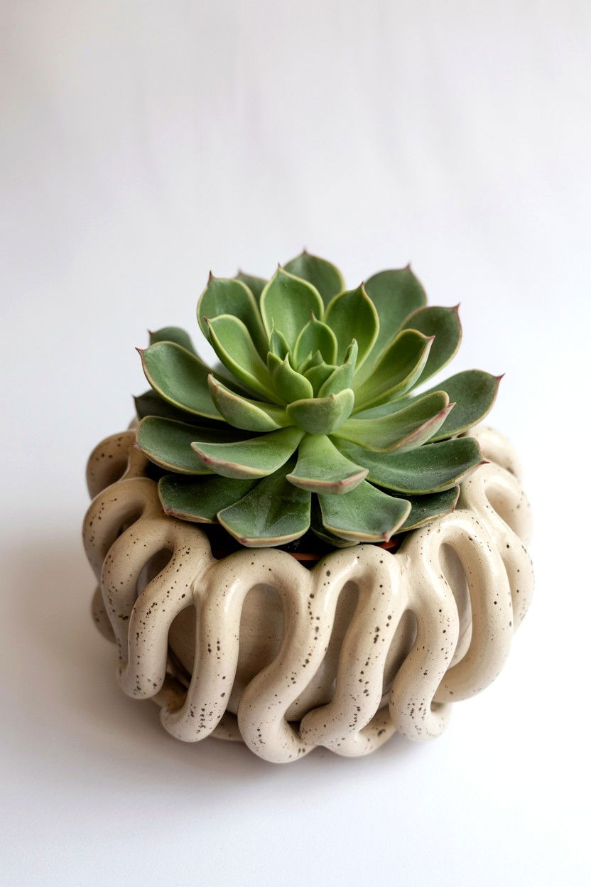 Sculpted succulent planter - 25 Valentine's Day Pottery Class Ideas