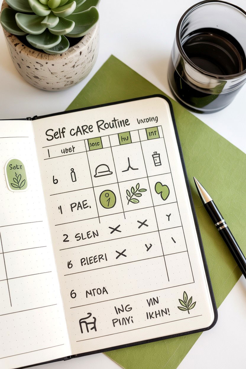 Self Care Routine Tracking - 25 Valentine's Day Journal Ideas