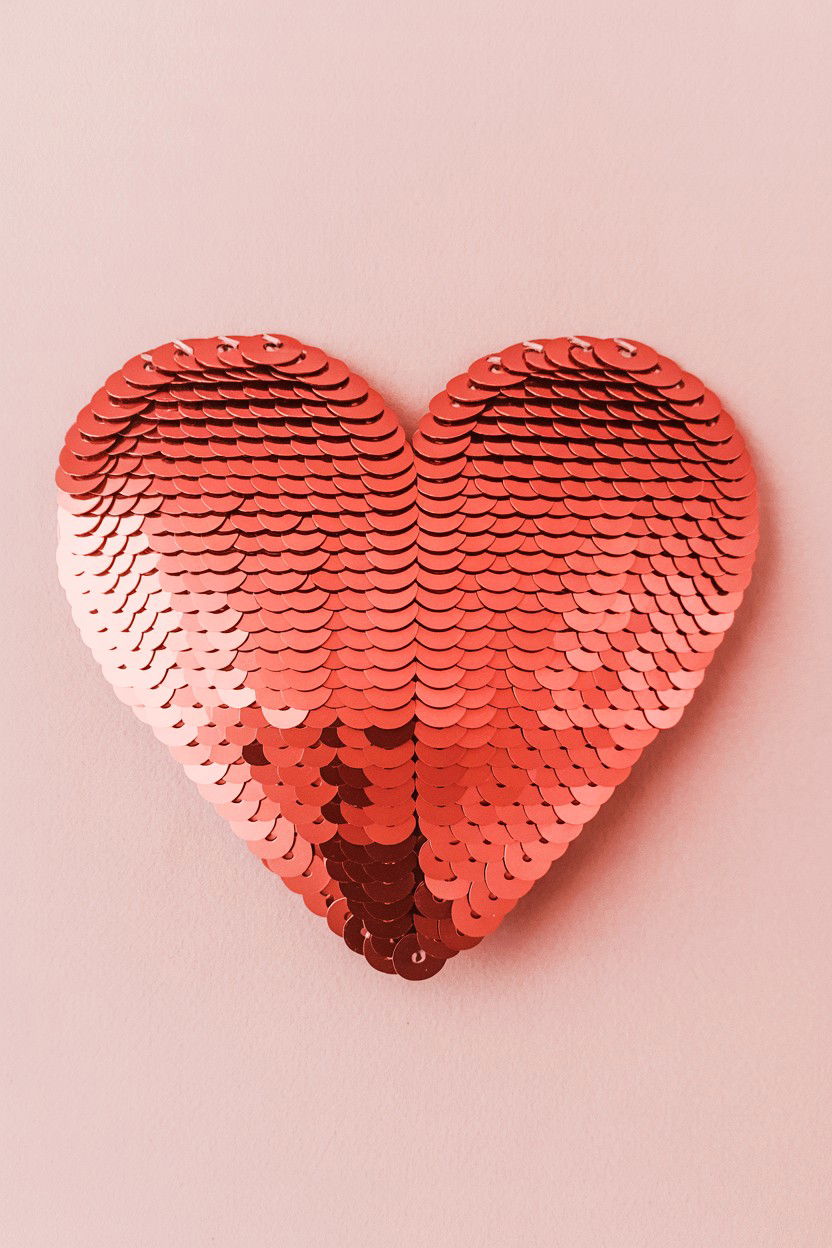 Sequin Heart Card - 25 Heart Valentine's Day Card Ideas