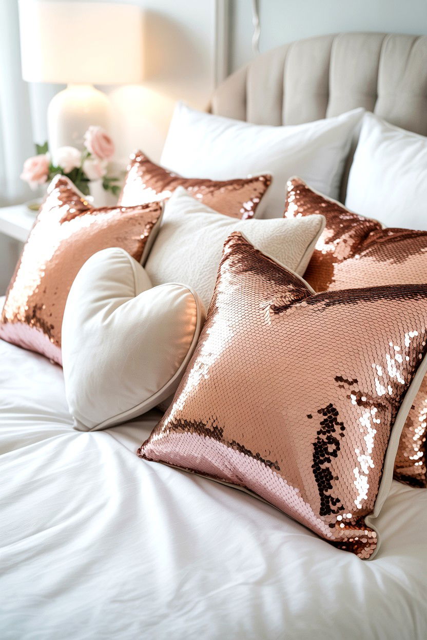 Sequin Throw Pillows - 25 Glam Valentine's Day Decor Ideas
